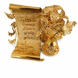 Danbury Mint 2003 Santa’s List Gold Tone Christmas Ornament Quill Scroll